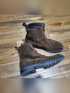 Marc Fisher Men's Dark Brown Suede Lace-Up Ankle Boots with Side Zip